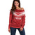 Custom Pacific Rugby Spirit Off Shoulder Sweater Tonga Ngatu Pride Red Edition - Polynesian Pride