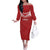 Custom Pacific Rugby Spirit Off The Shoulder Long Sleeve Dress Tonga Ngatu Pride Red Edition - Polynesian Pride