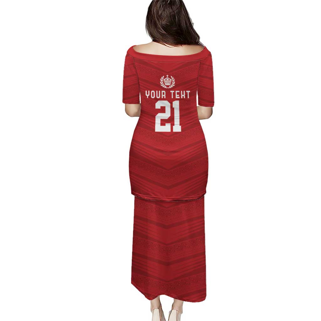 Custom Pacific Rugby Spirit Puletasi Tonga Ngatu Pride Red Edition - Polynesian Pride