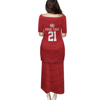 Custom Pacific Rugby Spirit Puletasi Tonga Ngatu Pride Red Edition - Polynesian Pride