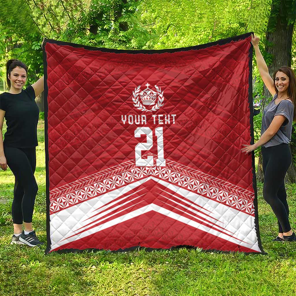 Custom Pacific Rugby Spirit Quilt Tonga Ngatu Pride Red Edition - Polynesian Pride