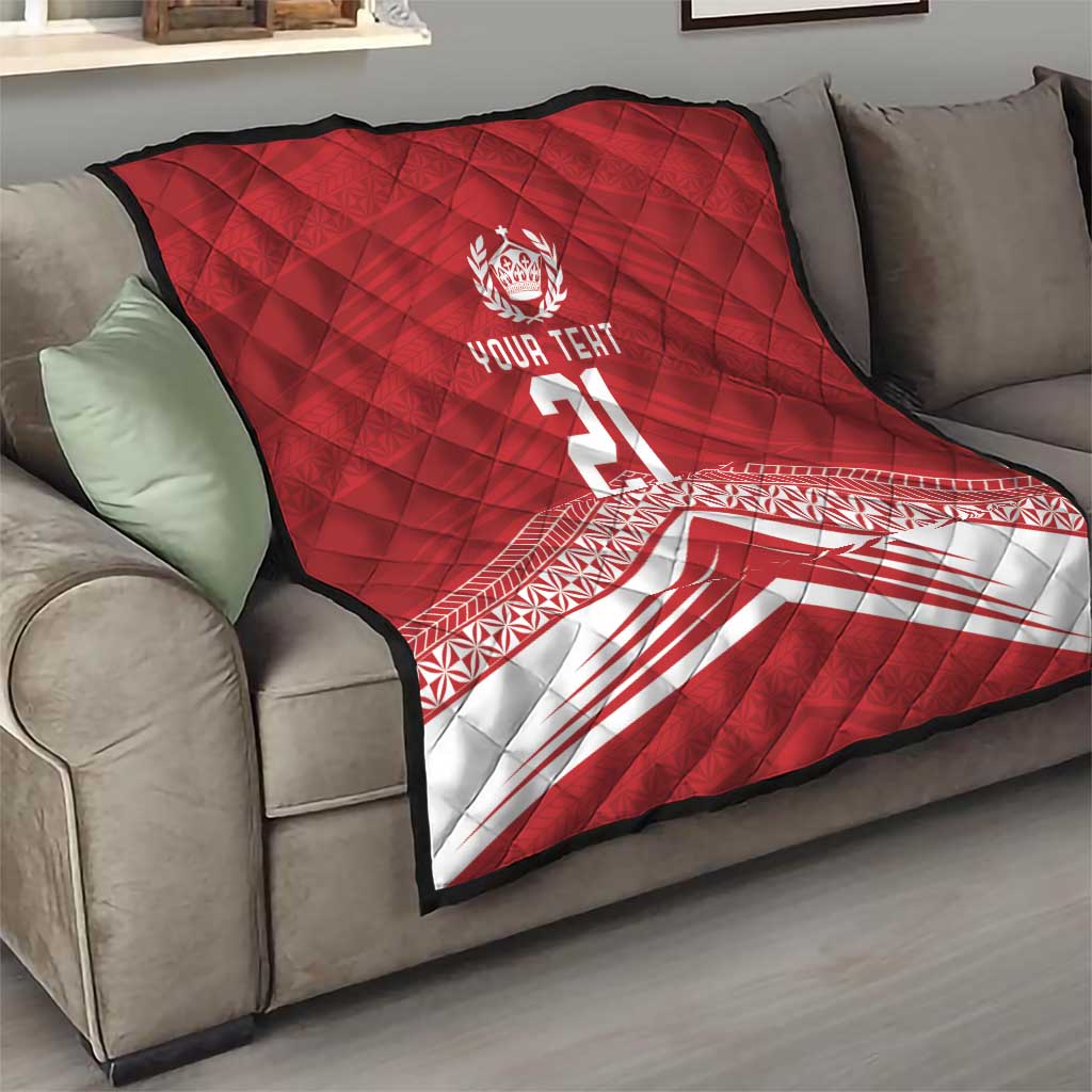 Custom Pacific Rugby Spirit Quilt Tonga Ngatu Pride Red Edition - Polynesian Pride