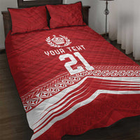 Custom Pacific Rugby Spirit Quilt Bed Set Tonga Ngatu Pride Red Edition - Polynesian Pride