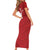 Custom Pacific Rugby Spirit Short Sleeve Bodycon Dress Tonga Ngatu Pride Red Edition - Polynesian Pride