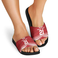 Custom Pacific Rugby Spirit Slide Sandals Tonga Ngatu Pride Red Edition - Polynesian Pride