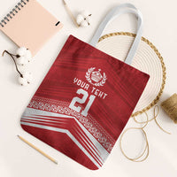 Custom Pacific Rugby Spirit Tote Bag Tonga Ngatu Pride Red Edition - Polynesian Pride