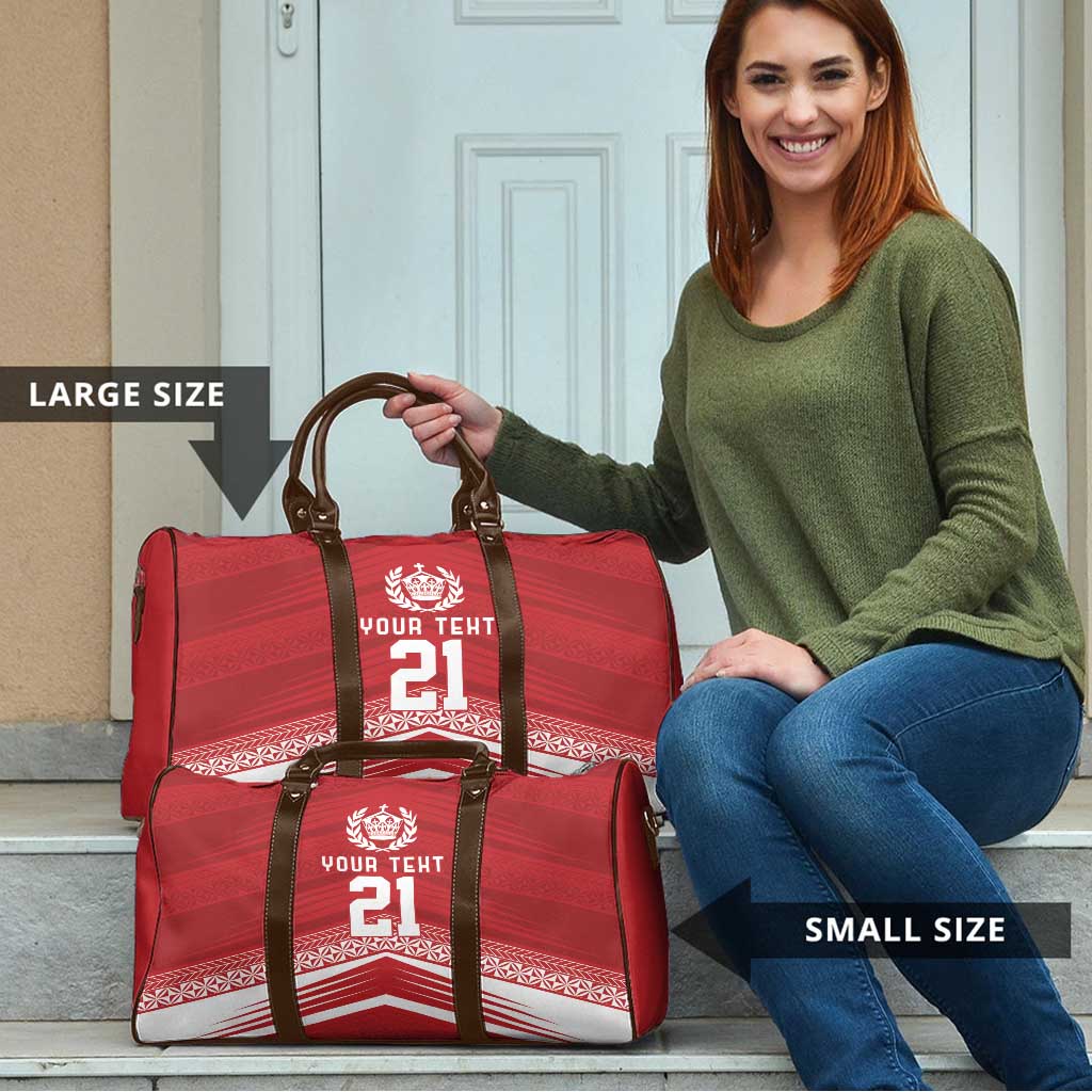 Custom Pacific Rugby Spirit Travel Bag Tonga Ngatu Pride Red Edition - Polynesian Pride
