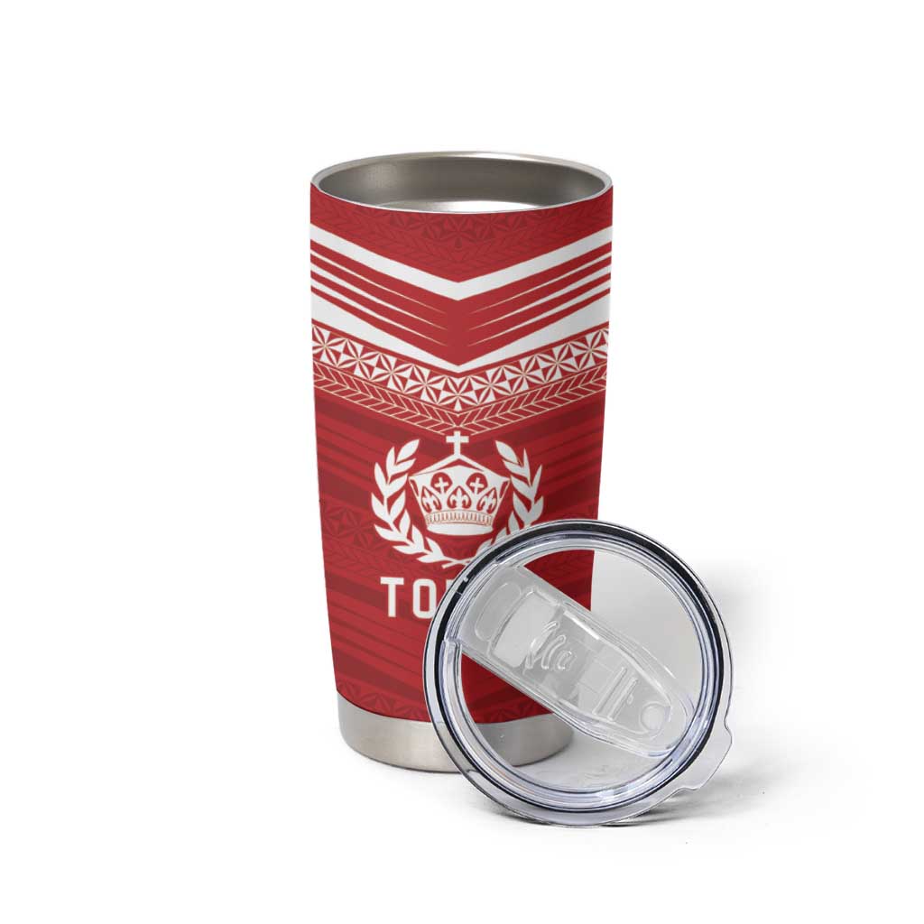 Custom Pacific Rugby Spirit Tumbler Cup Tonga Ngatu Pride Red Edition - Polynesian Pride