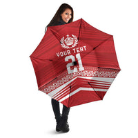 Custom Pacific Rugby Spirit Umbrella Tonga Ngatu Pride Red Edition - Polynesian Pride