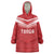 Custom Pacific Rugby Spirit Wearable Blanket Hoodie Tonga Ngatu Pride Red Edition - Polynesian Pride