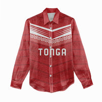 Custom Pacific Rugby Spirit Women Casual Shirt Tonga Ngatu Pride Red Edition - Polynesian Pride