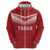 Custom Pacific Rugby Spirit Zip Hoodie Tonga Ngatu Pride Red Edition - Polynesian Pride