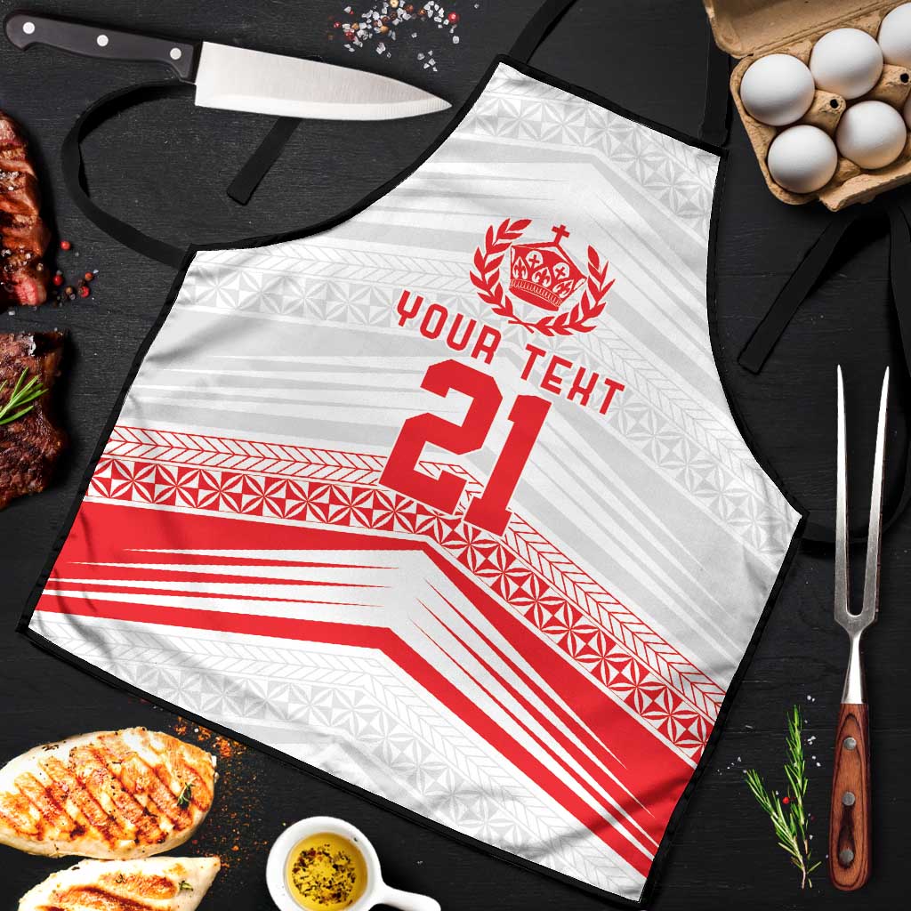 Custom Pacific Rugby Spirit Apron Tonga Ngatu Pride White Edition - Polynesian Pride