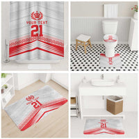Custom Pacific Rugby Spirit Bathroom Set Tonga Ngatu Pride White Edition - Polynesian Pride