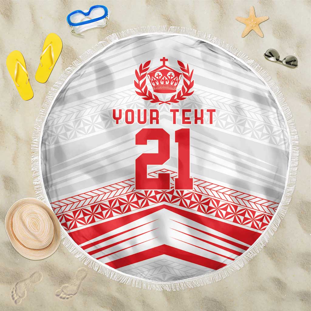 Custom Pacific Rugby Spirit Beach Blanket Tonga Ngatu Pride White Edition - Polynesian Pride