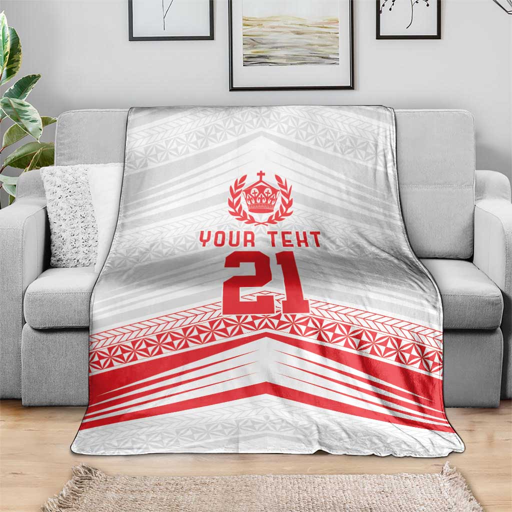 Custom Pacific Rugby Spirit Blanket Tonga Ngatu Pride White Edition - Polynesian Pride