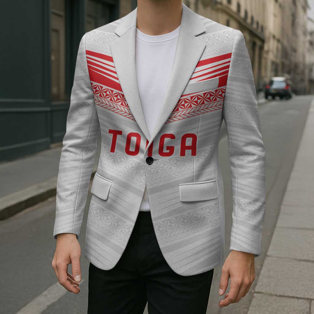 Custom Pacific Rugby Spirit Blazer Tonga Ngatu Pride White Edition - Polynesian Pride