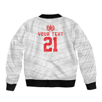 Custom Pacific Rugby Spirit Bomber Jacket Tonga Ngatu Pride White Edition - Polynesian Pride