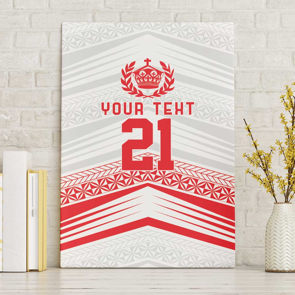 Custom Pacific Rugby Spirit Canvas Wall Art Tonga Ngatu Pride White Edition - Polynesian Pride