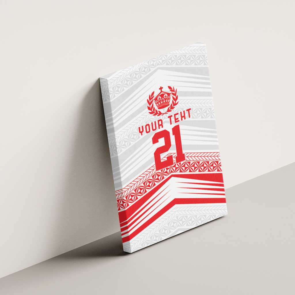 Custom Pacific Rugby Spirit Canvas Wall Art Tonga Ngatu Pride White Edition - Polynesian Pride