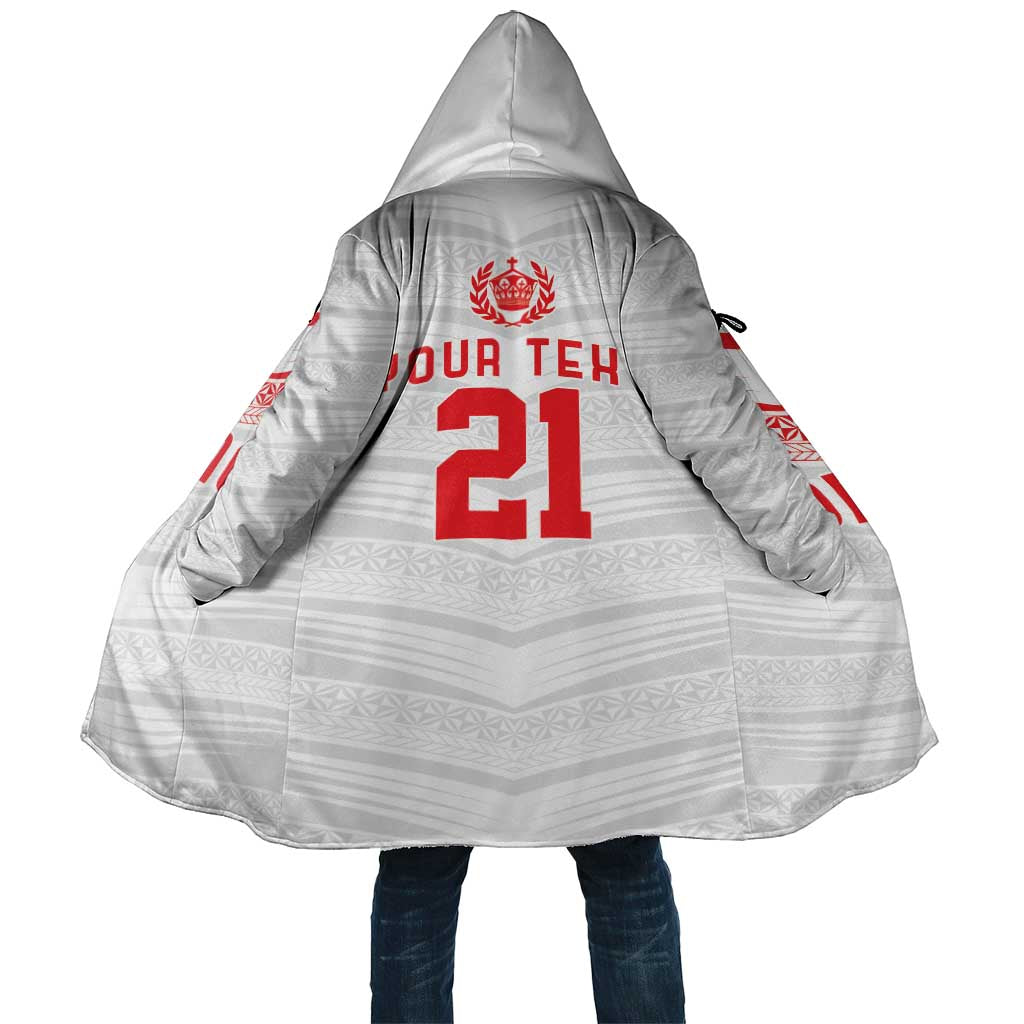 Custom Pacific Rugby Spirit Cloak Tonga Ngatu Pride White Edition - Polynesian Pride