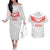Custom Pacific Rugby Spirit Couples Matching Off The Shoulder Long Sleeve Dress and Hawaiian Shirt Tonga Ngatu Pride White Edition - Polynesian Pride