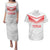 Custom Pacific Rugby Spirit Couples Matching Puletasi and Hawaiian Shirt Tonga Ngatu Pride White Edition - Polynesian Pride