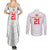 Custom Pacific Rugby Spirit Couples Matching Summer Maxi Dress and Long Sleeve Button Shirt Tonga Ngatu Pride White Edition - Polynesian Pride
