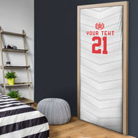 Custom Pacific Rugby Spirit Door Cover Tonga Ngatu Pride White Edition - Polynesian Pride