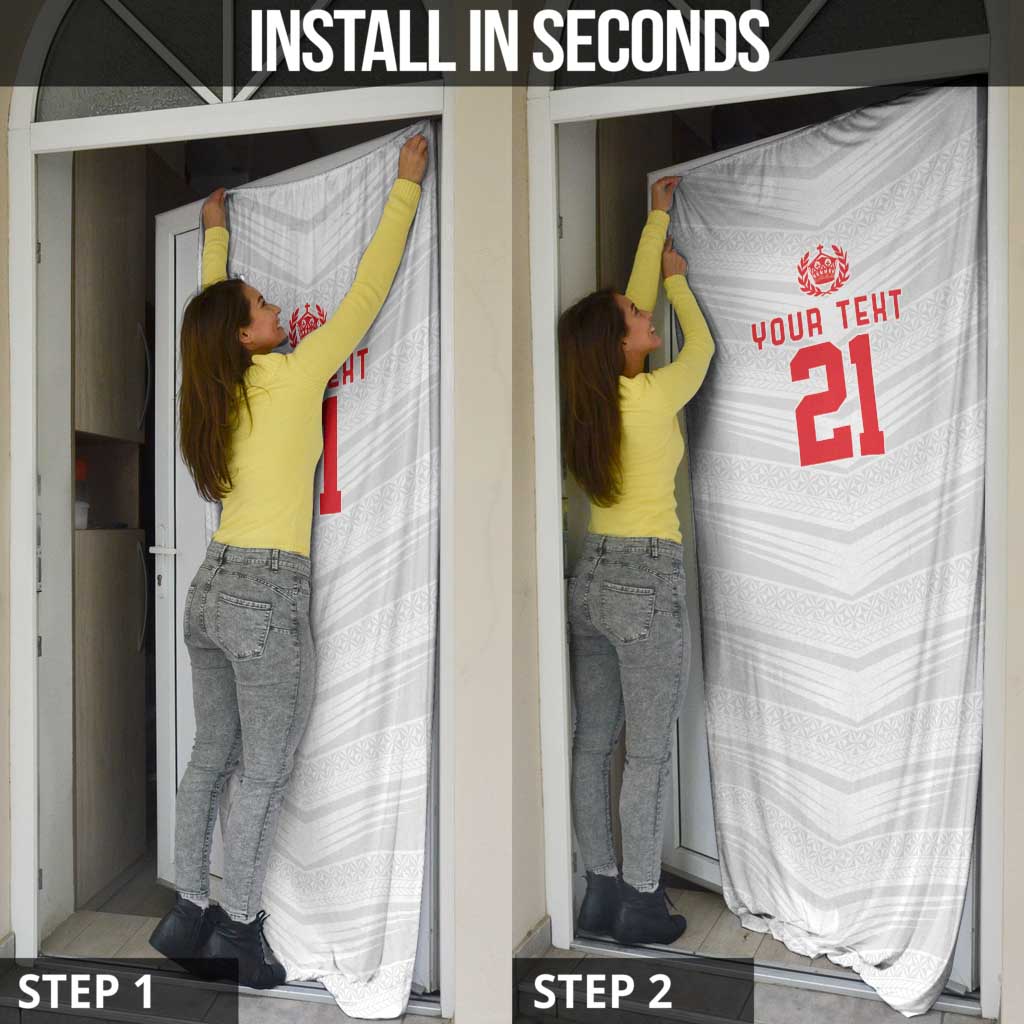 Custom Pacific Rugby Spirit Door Cover Tonga Ngatu Pride White Edition - Polynesian Pride