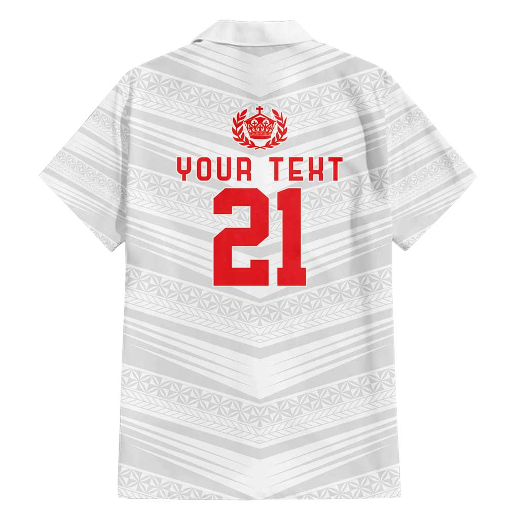 Custom Pacific Rugby Spirit Family Matching Long Sleeve Bodycon Dress and Hawaiian Shirt Tonga Ngatu Pride White Edition - Polynesian Pride