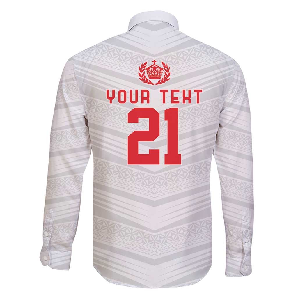 Custom Pacific Rugby Spirit Family Matching Off Shoulder Short Dress and Hawaiian Shirt Tonga Ngatu Pride White Edition - Polynesian Pride