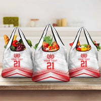 Custom Pacific Rugby Spirit Grocery Bag Tonga Ngatu Pride White Edition - Polynesian Pride