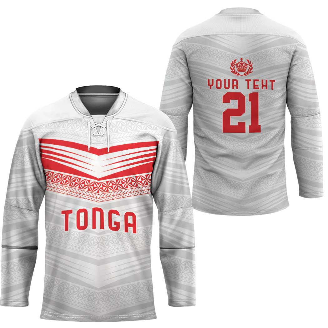 Custom Pacific Rugby Spirit Hockey Jersey Tonga Ngatu Pride White Edition - Polynesian Pride