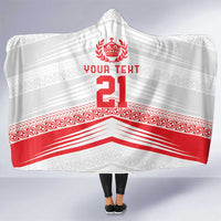 Custom Pacific Rugby Spirit Hooded Blanket Tonga Ngatu Pride White Edition - Polynesian Pride