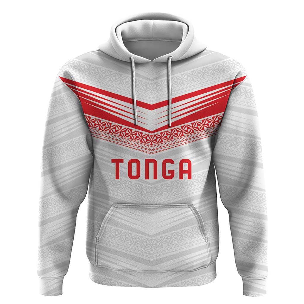 Custom Pacific Rugby Spirit Hoodie Tonga Ngatu Pride White Edition - Polynesian Pride
