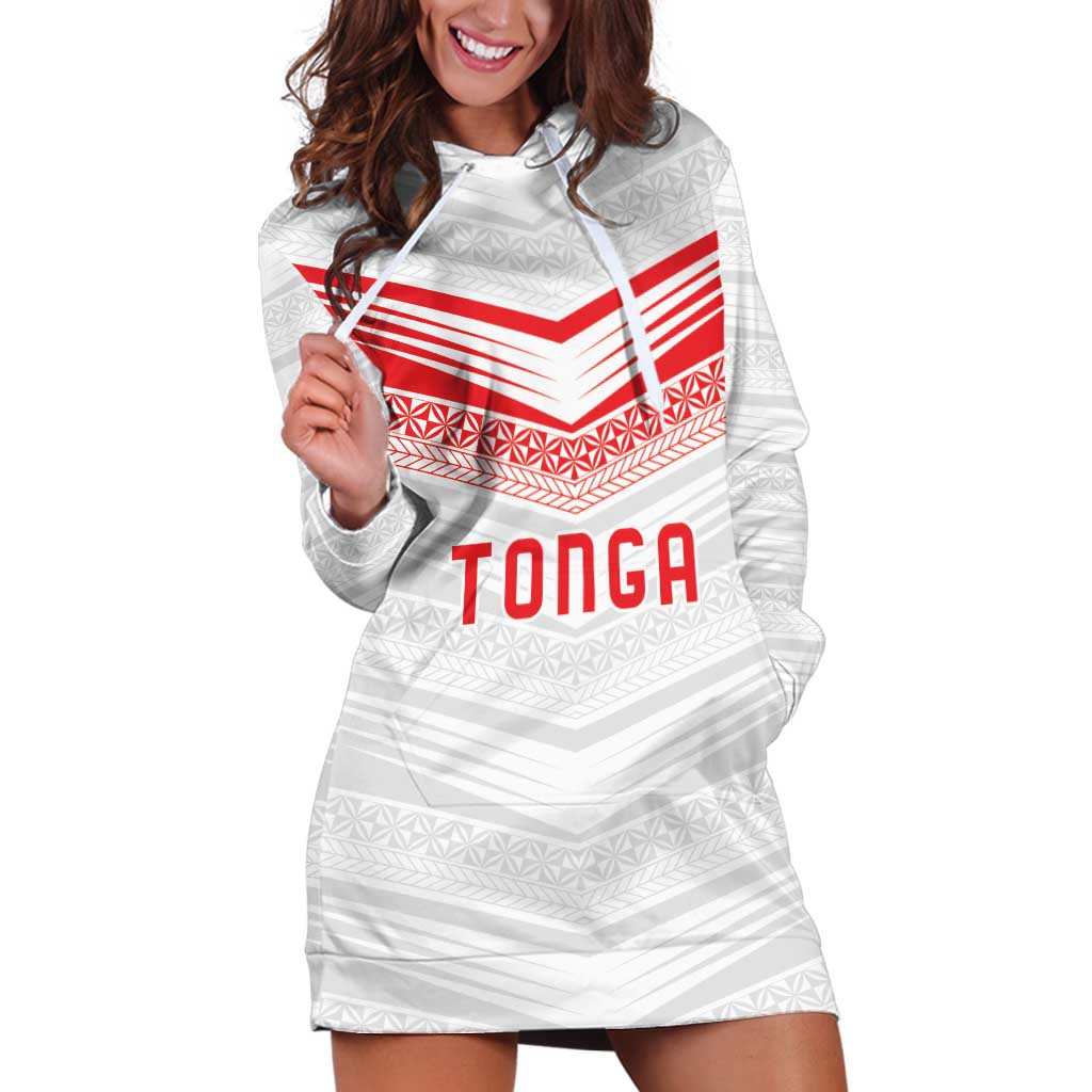 Custom Pacific Rugby Spirit Hoodie Dress Tonga Ngatu Pride White Edition - Polynesian Pride