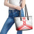 Custom Pacific Rugby Spirit Leather Tote Bag Tonga Ngatu Pride White Edition - Polynesian Pride