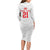 Custom Pacific Rugby Spirit Long Sleeve Bodycon Dress Tonga Ngatu Pride White Edition - Polynesian Pride