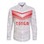 Custom Pacific Rugby Spirit Long Sleeve Button Shirt Tonga Ngatu Pride White Edition - Polynesian Pride