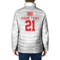Custom Pacific Rugby Spirit Padded Jacket Tonga Ngatu Pride White Edition - Polynesian Pride