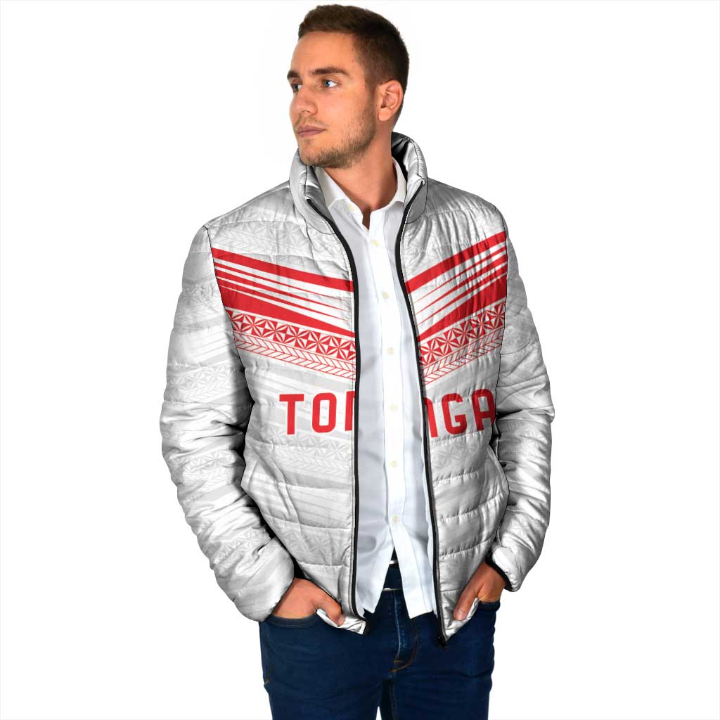 Custom Pacific Rugby Spirit Padded Jacket Tonga Ngatu Pride White Edition - Polynesian Pride