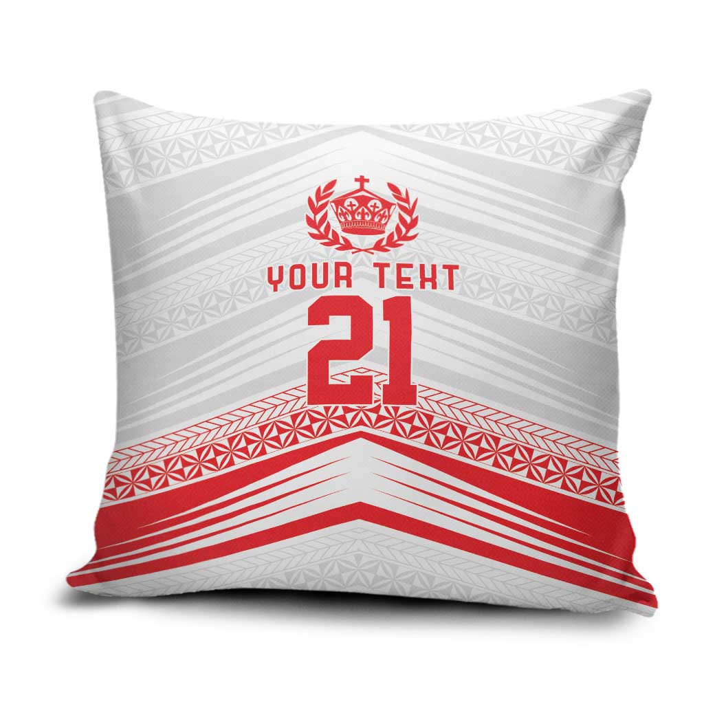 Custom Pacific Rugby Spirit Pillow Cover Tonga Ngatu Pride White Edition - Polynesian Pride