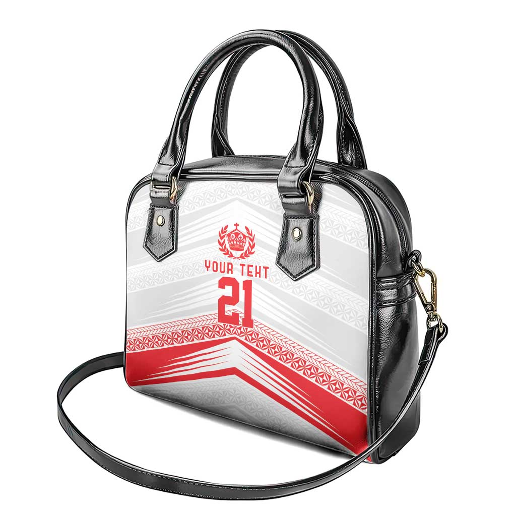 Custom Pacific Rugby Spirit Shoulder Handbag Tonga Ngatu Pride White Edition - Polynesian Pride