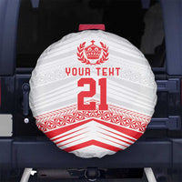 Custom Pacific Rugby Spirit Spare Tire Cover Tonga Ngatu Pride White Edition - Polynesian Pride