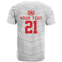 Custom Pacific Rugby Spirit T Shirt Tonga Ngatu Pride White Edition - Polynesian Pride