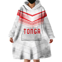 Custom Pacific Rugby Spirit Wearable Blanket Hoodie Tonga Ngatu Pride White Edition - Polynesian Pride
