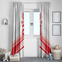 Custom Pacific Rugby Spirit Window Curtain Tonga Ngatu Pride White Edition - Polynesian Pride