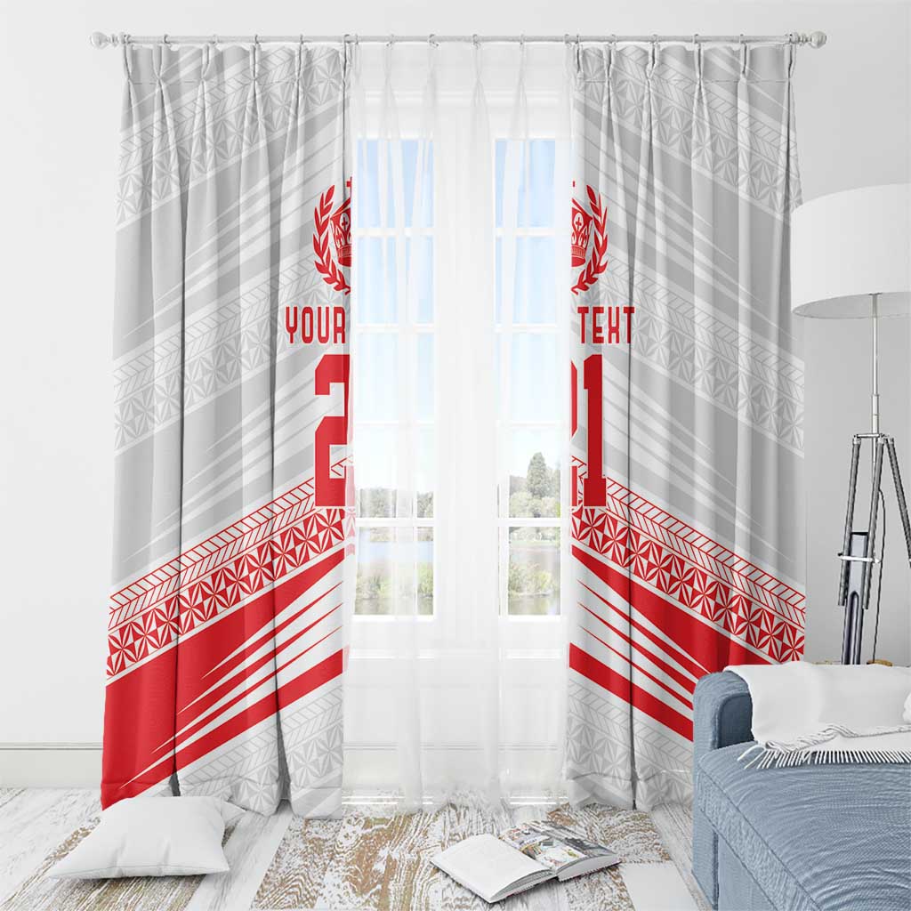 Custom Pacific Rugby Spirit Window Curtain Tonga Ngatu Pride White Edition - Polynesian Pride