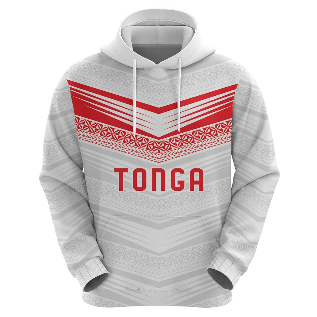 Custom Pacific Rugby Spirit Zip Hoodie Tonga Ngatu Pride White Edition - Polynesian Pride
